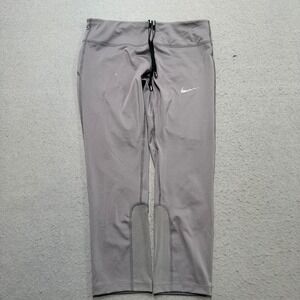 Nike Leggings Womens Medium Gray Dri-FIT Capri Mesh Panel Running Tights Workout